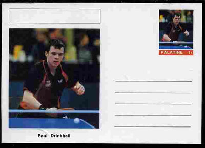 Palatine (Fantasy) Personalities - Paul Drinkhall (table tennis) postal stationery card unused and fine