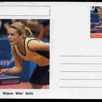 Palatine (Fantasy) Personalities - Biljana 'Biba' Golic (table tennis) postal stationery card unused and fine