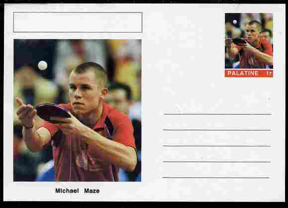 Palatine (Fantasy) Personalities - Michael Maze (table tennis) postal stationery card unused and fine