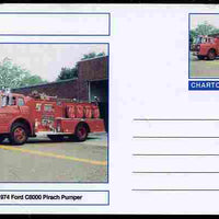 Chartonia (Fantasy) Fire Engines - 1974 Firs C8000 Pirsch Pumper postal stationery card unused and fine