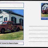 Chartonia (Fantasy) Fire Engines - 1947 Ahrens Fox Reserve Engine postal stationery card unused and fine