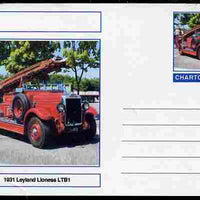 Chartonia (Fantasy) Fire Engines - 1931 Leyland Lioness LTB1 postal stationery card unused and fine