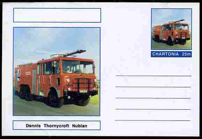 Chartonia (Fantasy) Fire Engines - Dennis Thornycroft Nubian postal stationery card unused and fine