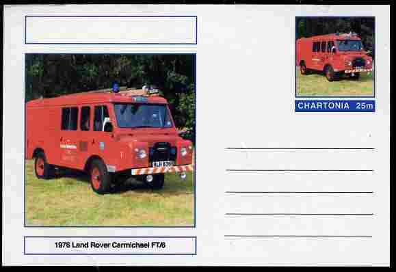 Chartonia (Fantasy) Fire Engines - 1976 Land Rover Carmichael FT/6 postal stationery card unused and fine