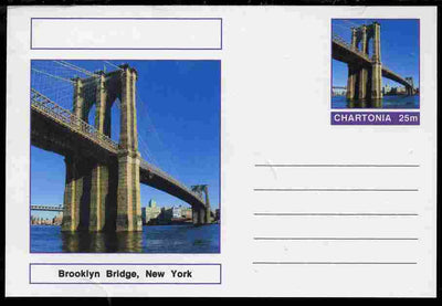Chartonia (Fantasy) Bridges - Brooklyn Bridge, New York postal stationery card unused and fine