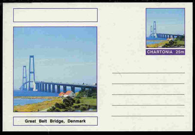 Chartonia (Fantasy) Bridges - Great Belt Bridge, Denmark postal stationery card unused and fine