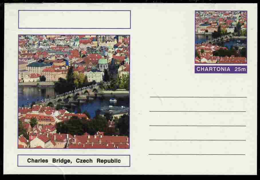 Chartonia (Fantasy) Bridges - Charles Bridge, Czech Republic postal stationery card unused and fine