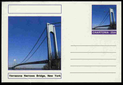 Chartonia (Fantasy) Bridges - Verrazona Narrows Bridge, New York postal stationery card unused and fine