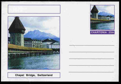 Chartonia (Fantasy) Bridges - Chapel Bridge, Switzerland postal stationery card unused and fine