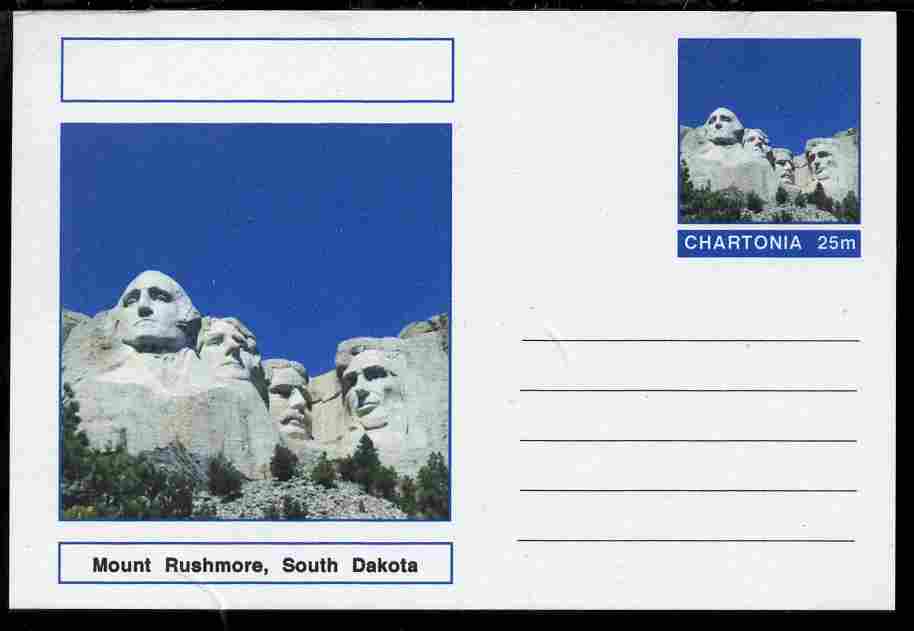 Chartonia (Fantasy) Landmarks - Mount Rushmore, South Dakota postal stationery card unused and fine