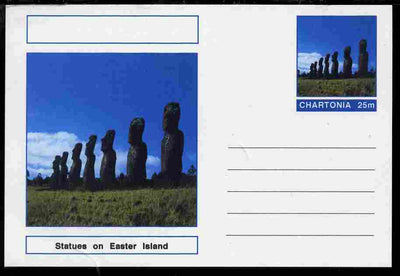 Chartonia (Fantasy) Landmarks - Statues on Easter Island postal stationery card unused and fine