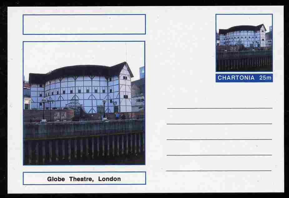 Chartonia (Fantasy) Landmarks - Globe Theatre, London postal stationery card unused and fine