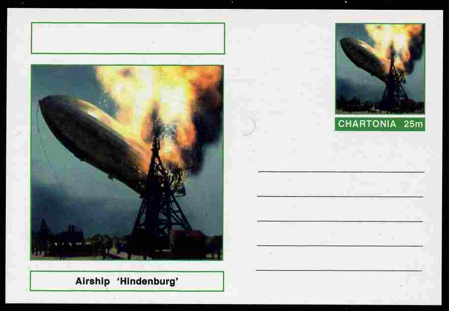 Chartonia (Fantasy) Airships & Balloons - Hindenburg LZ-129 postal stationery card unused and fine