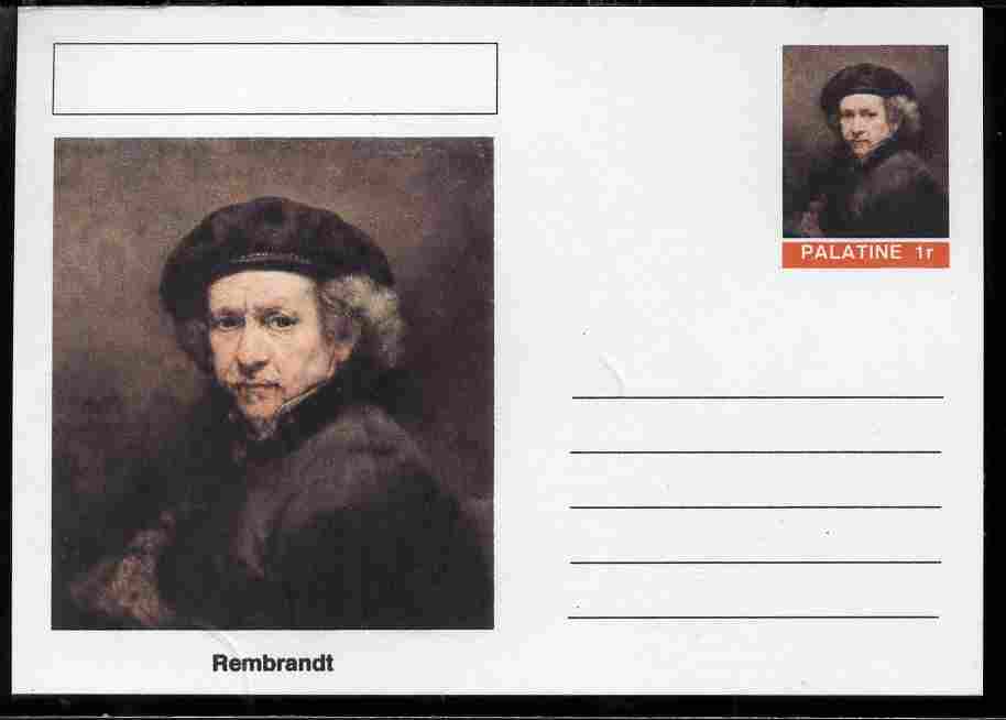 Palatine (Fantasy) Personalities - Rembrandt postal stationery card unused and fine