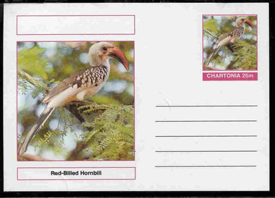 Chartonia (Fantasy) Birds - Red-Billed Hornbill postal stationery card unused and fine