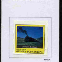 Equatorial Guinea 1977 Locomotives 3EK Dordrecht (S Africa) proof in issued colours mounted on small card - as Michel 1146
