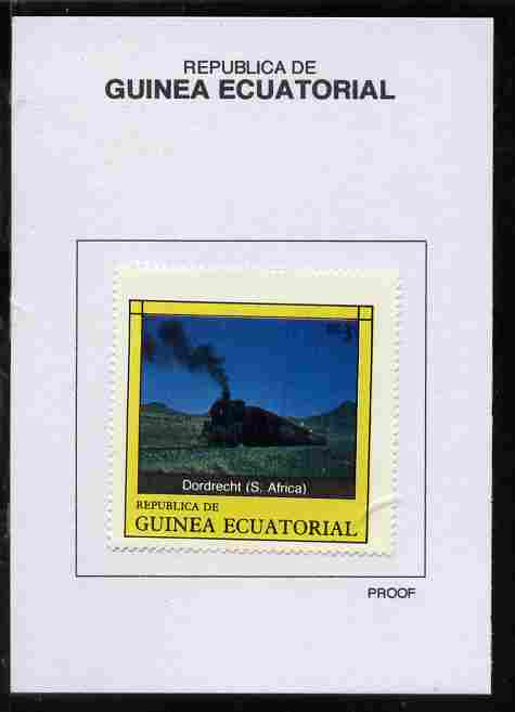 Equatorial Guinea 1977 Locomotives 3EK Dordrecht (S Africa) proof in issued colours mounted on small card - as Michel 1146