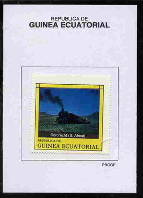 Equatorial Guinea 1977 Locomotives 3EK Dordrecht (S Africa) proof in issued colours mounted on small card - as Michel 1146