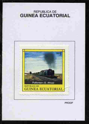Equatorial Guinea 1977 Locomotives 5EK Potfontein (S Africa) proof in issued colours mounted on small card - as Michel 1147