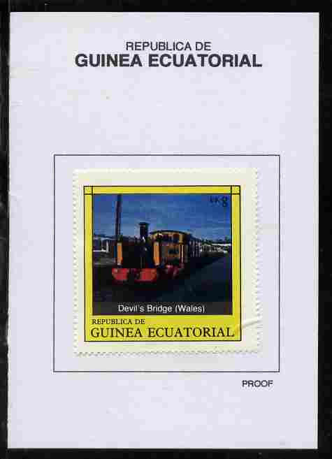 Equatorial Guinea 1977 Locomotives 8EK Devil's Bridge (Wales) proof in issued colours mounted on small card - as Michel 1148