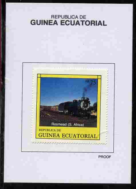 Equatorial Guinea 1977 Locomotives 75EK Rosmead (S Africa) proof in issued colours mounted on small card - as Michel 1151