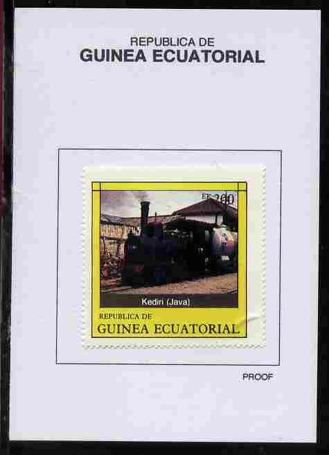 Equatorial Guinea 1977 Locomotives 200EK Kediri (Java) proof in issued colours mounted on small card - as Michel 1152