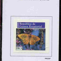 Equatorial Guinea 1976 Butterflies 3EK Argynnis paphia proof in issued colours mounted on small card - as Michel 965