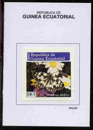 Equatorial Guinea 1976 Butterflies 5EK Melanargia galathea proof in issued colours mounted on small card - as Michel 966