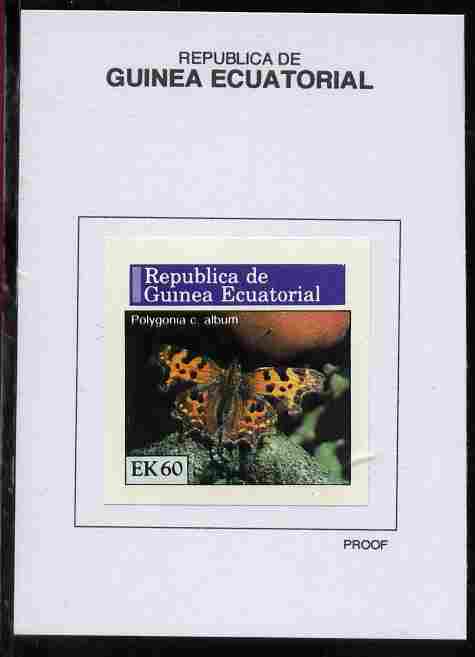 Equatorial Guinea 1976 Butterflies 60EK Polygonia c. album proof in issued colours mounted on small card - as Michel 970