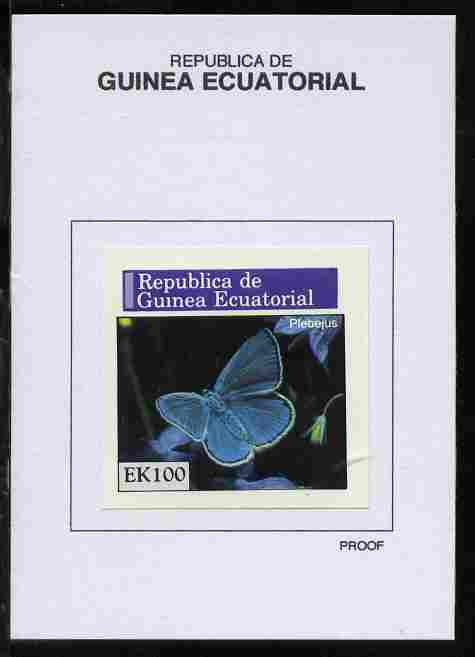 Equatorial Guinea 1976 Butterflies 100EK Plebejus proof in issued colours mounted on small card - as Michel 971