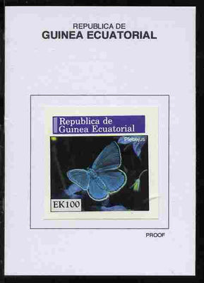 Equatorial Guinea 1976 Butterflies 100EK Plebejus proof in issued colours mounted on small card - as Michel 971