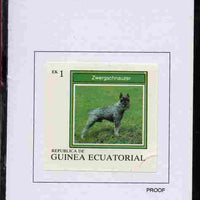 Equatorial Guinea 1977 Dogs 1EK Zwergschnauzer proof in issued colours mounted on small card - as Michel 1129