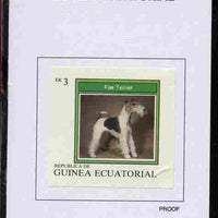 Equatorial Guinea 1977 Dogs 3EK Fox Terrier proof in issued colours mounted on small card - as Michel 1130