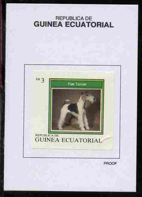 Equatorial Guinea 1977 Dogs 3EK Fox Terrier proof in issued colours mounted on small card - as Michel 1130