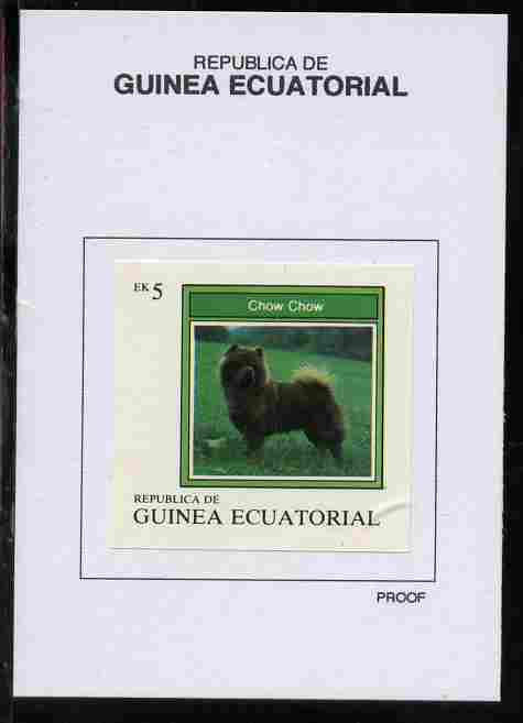Equatorial Guinea 1977 Dogs 5EK Chow Chow proof in issued colours mounted on small card - as Michel 1131