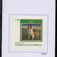 Equatorial Guinea 1977 Dogs 25EK Collie proof in issued colours mounted on small card - as Michel 1133