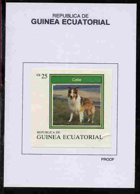 Equatorial Guinea 1977 Dogs 25EK Collie proof in issued colours mounted on small card - as Michel 1133
