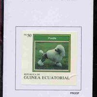 Equatorial Guinea 1977 Dogs 50EK Poodle proof in issued colours mounted on small card - as Michel 1134