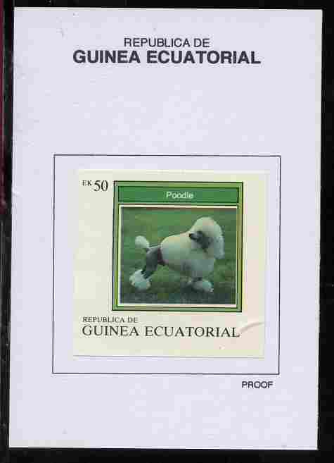 Equatorial Guinea 1977 Dogs 50EK Poodle proof in issued colours mounted on small card - as Michel 1134