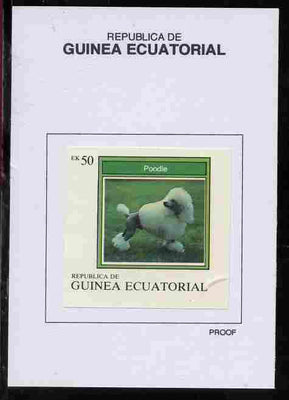 Equatorial Guinea 1977 Dogs 50EK Poodle proof in issued colours mounted on small card - as Michel 1134