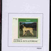 Equatorial Guinea 1977 Dogs 75EK Afghan proof in issued colours mounted on small card - as Michel 1135
