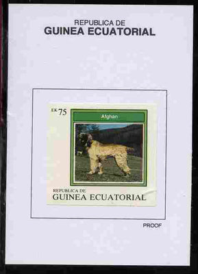 Equatorial Guinea 1977 Dogs 75EK Afghan proof in issued colours mounted on small card - as Michel 1135
