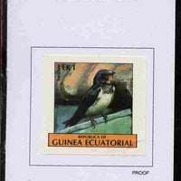 Equatorial Guinea 1977 Birds 1EK Swallow proof in issued colours mounted on small card - as Michel 1205