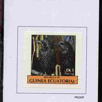Equatorial Guinea 1977 Birds 5EK Starling proof in issued colours mounted on small card - as Michel 1207