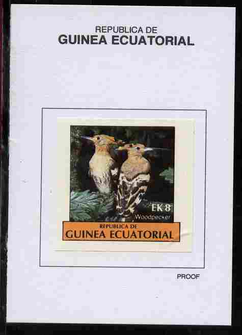 Equatorial Guinea 1977 Birds 8EK Woodpecker proof in issued colours mounted on small card - as Michel 1208