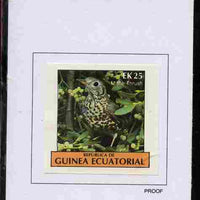 Equatorial Guinea 1977 Birds 25EK Mistle Thrush proof in issued colours mounted on small card - as Michel 1209