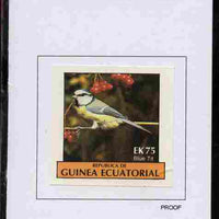 Equatorial Guinea 1977 Birds 75EK Blue Tit proof in issued colours mounted on small card - as Michel 1211