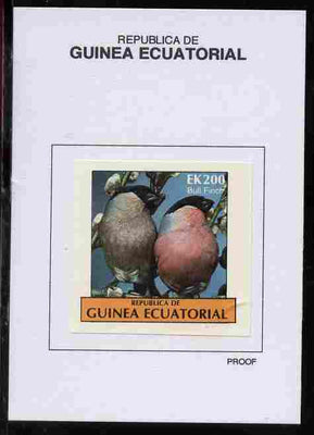 Equatorial Guinea 1977 Birds 200EK Bull Finch proof in issued colours mounted on small card - as Michel 1212