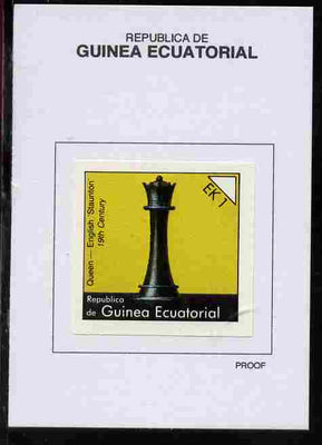 Equatorial Guinea 1976 Chessmen 1EK Queen (English Staunton) proof in issued colours mounted on small card - as Michel 956
