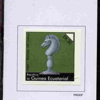 Equatorial Guinea 1976 Chessmen 30EK Knight (Burmese 19th Century) proof in issued colours mounted on small card - as Michel 961